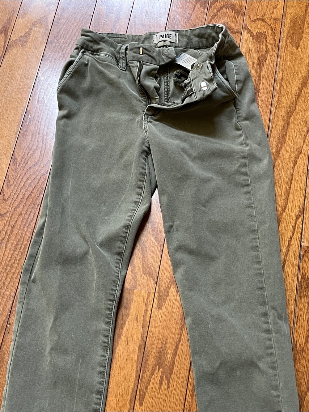 PAIGE Olive Straight-Leg Utility Pants